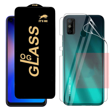 Tecno Spark 6 Go Protection Pack: OG Glass + Clear Back Jelly Film