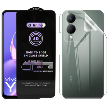 Vivo Y17s Protection Pack: OG Glass + Clear Back Jelly Film