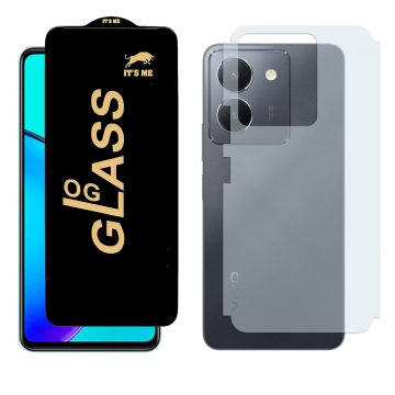 Vivo Y36 Combo: OG Glass Screen Protector + Carbon Back Skin