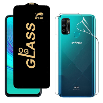 Infinix Hot 9 Play Protection Pack: OG Glass + Clear Back Jelly Film