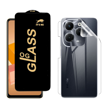 Infinix Hot 40 Pro Protection Pack: OG Glass + Clear Back Jelly Film