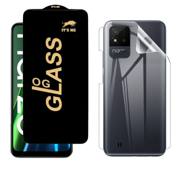 Realme Narzo 50i Protection Pack: OG Glass + Clear Back Jelly Film