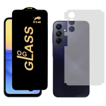 Samsung A15 Combo: OG Glass Screen Protector + Carbon Back Skin