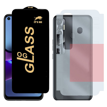 Tecno Spark 7 Pro Combo: OG Glass Screen Protector + Carbon Back Skin