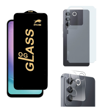 Vivo V27e 3-in-1 Kit: OG Glass + Carbon Back Camera Protector