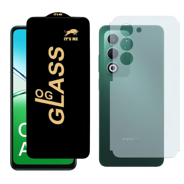 Oppo A5 2025 OG Glass Protector HD Plus Premium Quality + Back Carbon Fiber Matte Soft Skin Sheet