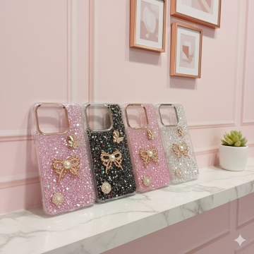 Infinix Smart 8 Glitter Butterfly Stone Mobile Cover