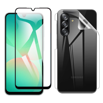Samsung A26 Glass Protector 5D-10D-11D-21D-9D Full Coverage + Back Clear Jelly Soft Film Protection Hydrogel For Galaxy