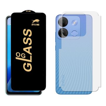 Infinix Smart 7 HD Combo: OG Glass Screen Protector + Carbon Back Skin