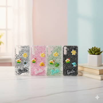 Samsung Galaxy A15 Barbie Fancy Glitter Girls Back Cover Multi Colour Case Stylish Protection