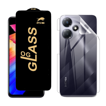 Infinix Hot 30 Play Protection Pack: OG Glass + Clear Back Jelly Film