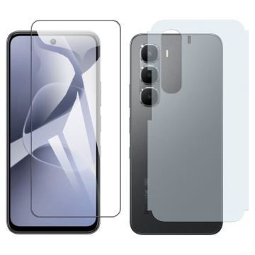 Infinix Hot 60i Glass Protector Polish Screen Tempered + Back Carbon Fiber Matte Soft Skin Sheet