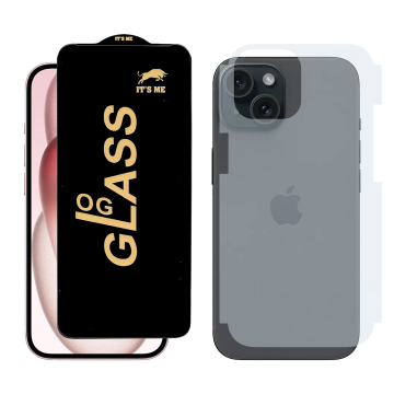 iPhone 15 Protection Kit: OG Tempered Glass + Carbon Fiber Back Skin