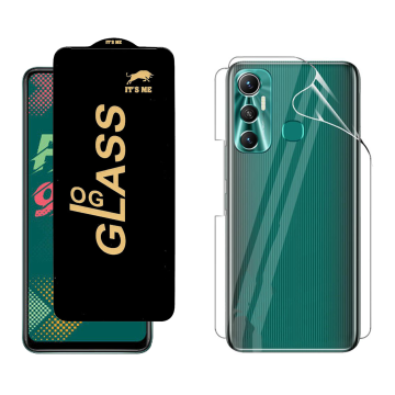 Infinix Hot 11 Protection Pack: OG Glass + Clear Back Jelly Film