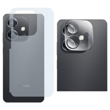 Oppo A3 Back Protector Carbon Fiber Matte Soft Skin Sheet + Rear Camera 9H Gorilla Flexible Protectior