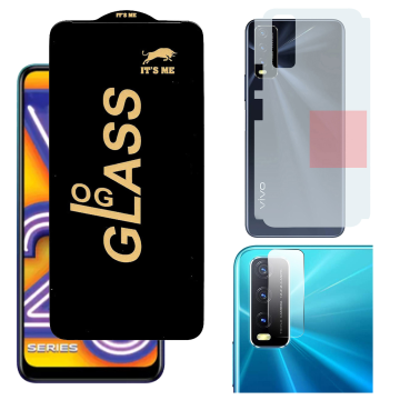 Vivo Y20i 3-in-1 Kit: OG Glass + Carbon Back Camera Protector