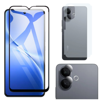 Vivo V60 Lite 3-in-1 Matte Kit: 9D Glass + Carbon Back Camera Guard