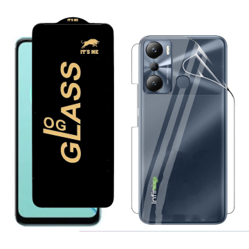 Infinix Hot 20i Protection Pack: OG Glass + Clear Back Jelly Film