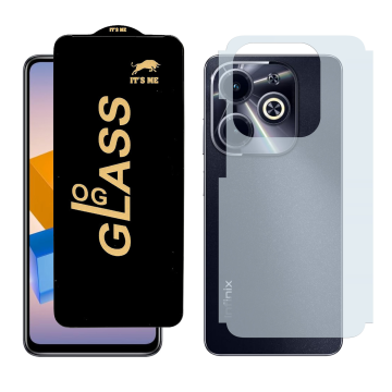 Infinix Hot 40i Combo: OG Glass Screen Protector + Carbon Back Skin