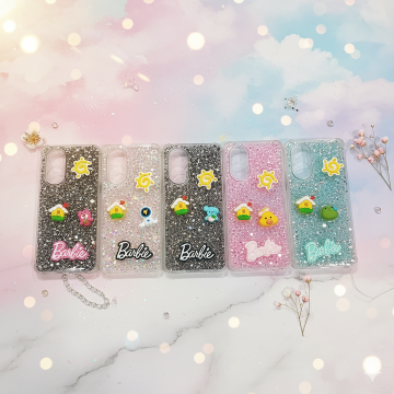 Oppo A58 Barbie Fancy Glitter Girls Back Cover Multi Colour Case Stylish Protection