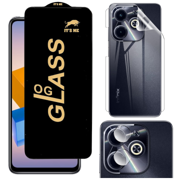 Infinix Hot 40i Clear Bundle: OG Glass + Back Jelly Camera Protector