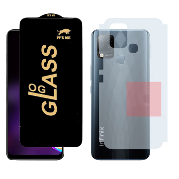 Infinix Hot 10s Combo: OG Glass Screen Protector + Carbon Back Skin