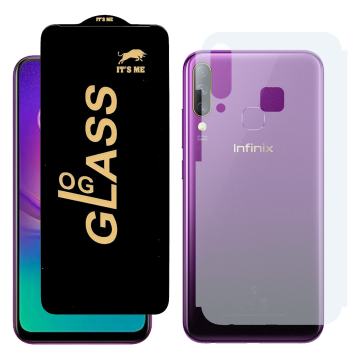 Infinix S4 Combo: OG Glass Screen Protector + Carbon Back Skin