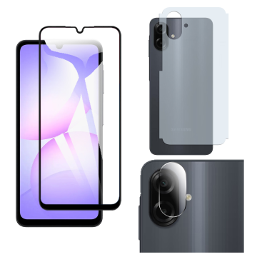 3-in-1 360 Matte Bundle for Samsung A07: 9D + Camera