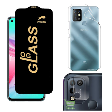 Infinix Hot 10 Clear Protection: OG Glass + Back Jelly Camera Guard