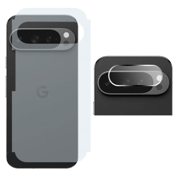 Google Pixel 9 Pro XL Rear Combo: Carbon Fiber Skin + Camera Lens Protector