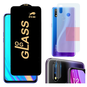 Realme 3 3-in-1 Kit: OG Glass + Carbon Back Camera Protector