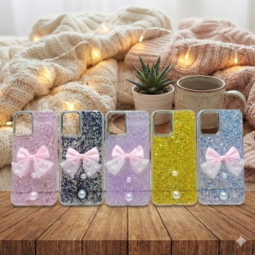 Vivo Y33s - Y21 Y21A Y21s -Y21T Aesthetic Radiant Ribbon Premium Glitter Infused Bow Case for Modern Elegance