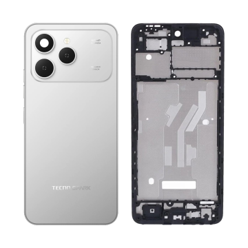 Tecno Spark 40 Full Body Housing - Complete Casing with Middle Frame, Back Door, Buttons & Lens Silver