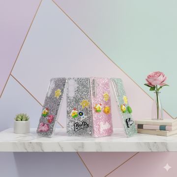 Samsung Galaxy A35 Barbie Fancy Glitter Girls Back Cover Multi Colour Case Stylish Protection