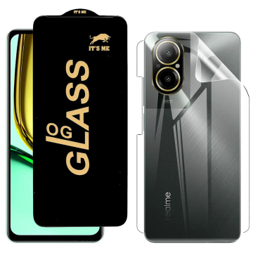 Realme C67 Protection Pack: OG Glass + Clear Back Jelly Film