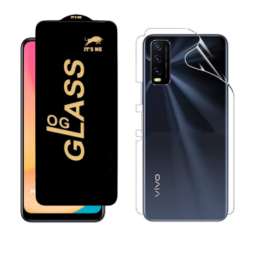 Vivo Y20 Protection Pack: OG Glass + Clear Back Jelly Film