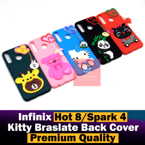 Tecno Spark 4 Back Cover Hello Kitty Mickey Mouse Braslate Chain Soft Girls Case Cover For Spark 4