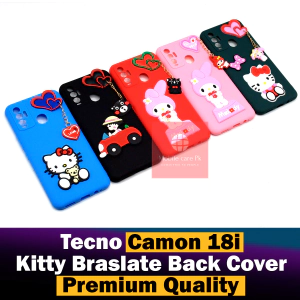 Tecno Camon 18i Back Cover Hello Kitty Braslate Chain Soft Camon 18i Case For Girls