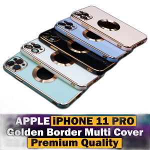 Apple iPhone 11 Pro Max Back Cover Soft Multi Golden Border Camera Protection Cover For Apple iPhone 11 Pro Max