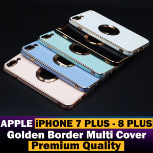 Apple iPhone 7 Plus Back Cover Soft Multi Golden Border Camera Protection Cover For Apple iPhone 7 Plus