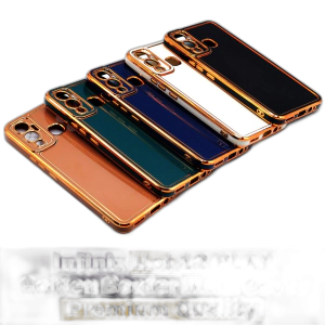 Infinix Hot 12 Play Back Cover Soft Multi Golden Border Camera Protection Cover For Infinix Hot 12 Play