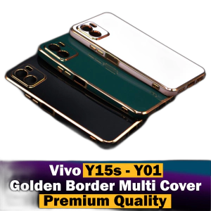 Vivo Y15s Back Cover Soft Multi Golden Border Camera Protection Cover For Vivo Y15s