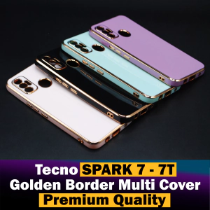 Tecno Spark 7 Back Cover Soft Multi Golden Border Camera Protection Cover For Tecno Spark 7