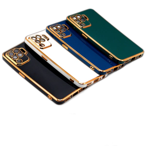 Oppo F19 Pro Back Cover Soft Multi Golden Border Camera Protection Cover For Oppo F19 Pro