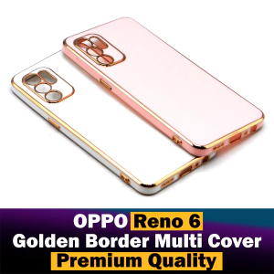 Oppo Reno 6 Back Cover Soft Multi Golden Border Camera Protection Cover For Oppo Reno 6