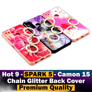 Tecno Camon 15 Back Cover Chain Glitter Beauty Camon 15 Case For Girls
