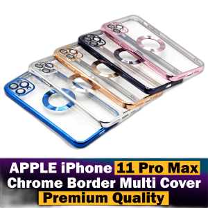 Apple iPhone 11 Pro Max Back Cover Soft Multi Chrome Border Camera Protection Cover For Apple iPhone 11 Pro Max