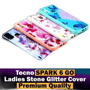 Tecno Spark 6 Go Back Cover Multicolour Ladies Stone Glitter Case Cover For Tecno Spark 6 Go