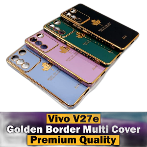 Vivo V27e Back Cover Soft Multi Golden Border Camera Protection Cover For Vivo V27e