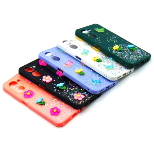 Realme C33 Back Cover Stylish Glitter Flower Fancy Case For Realme C33